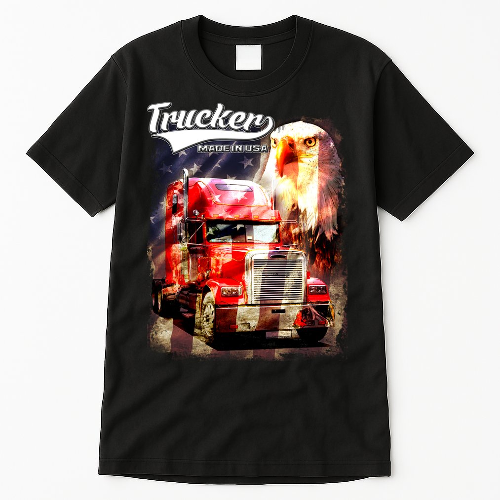 Support Trucker Made In USA Eagle Flag Tall T-Shirt