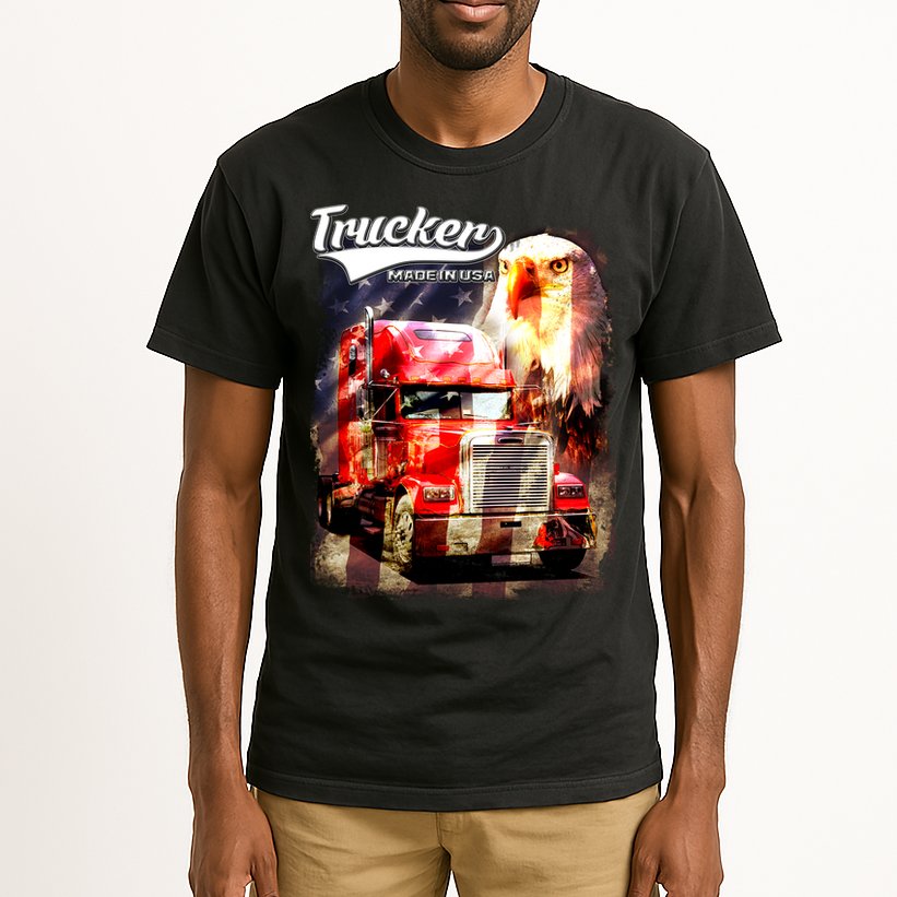 Support Trucker Made In USA Eagle Flag Tall T-Shirt