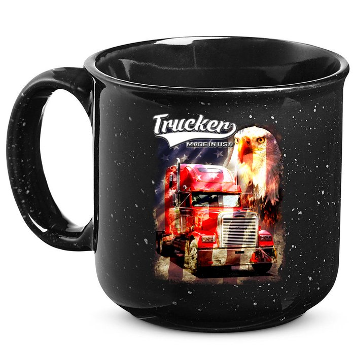 Support Trucker Made In USA Eagle Flag 15oz Campfire Ceramic Mug