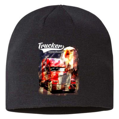 Support Trucker Made In USA Eagle Flag Sustainable Beanie