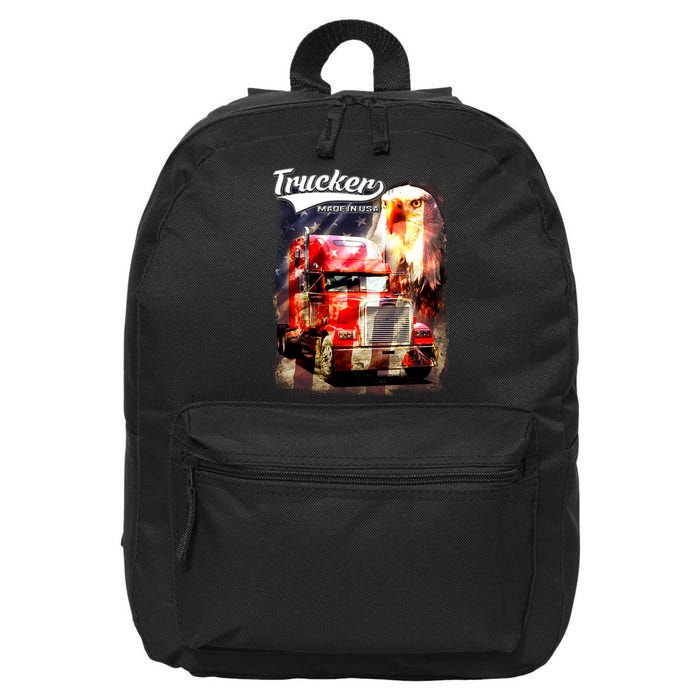 Support Trucker Made In USA Eagle Flag 16 in Basic Backpack