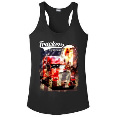 Support Trucker Made In USA Eagle Flag Ladies PosiCharge Competitor Racerback Tank