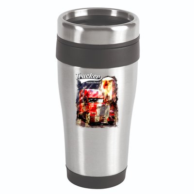 Support Trucker Made In USA Eagle Flag 16oz Travel Tumbler