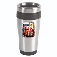 Support Trucker Made In USA Eagle Flag 16oz Travel Tumbler