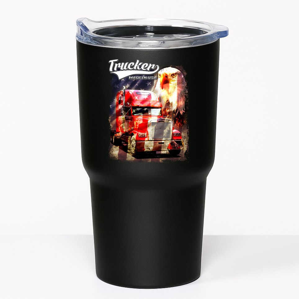 Support Trucker Made In USA Eagle Flag Tumbler