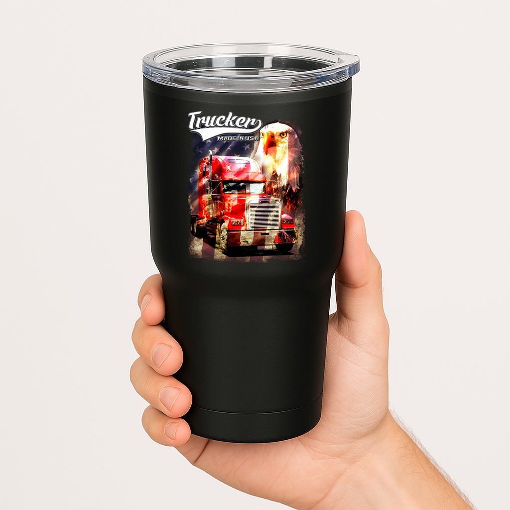 Support Trucker Made In USA Eagle Flag Tumbler