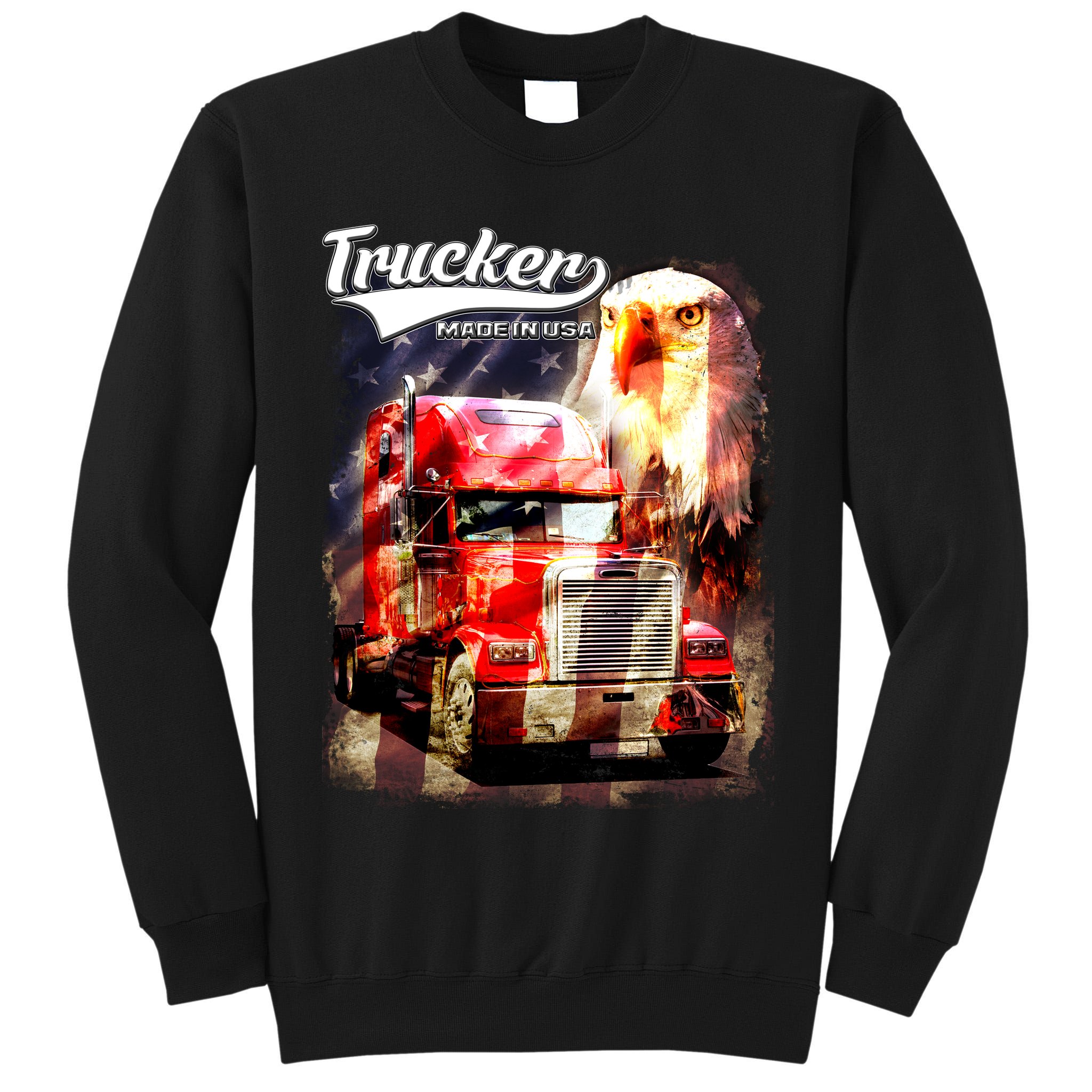 Support Trucker Made In USA Eagle Flag Tall Sweatshirt