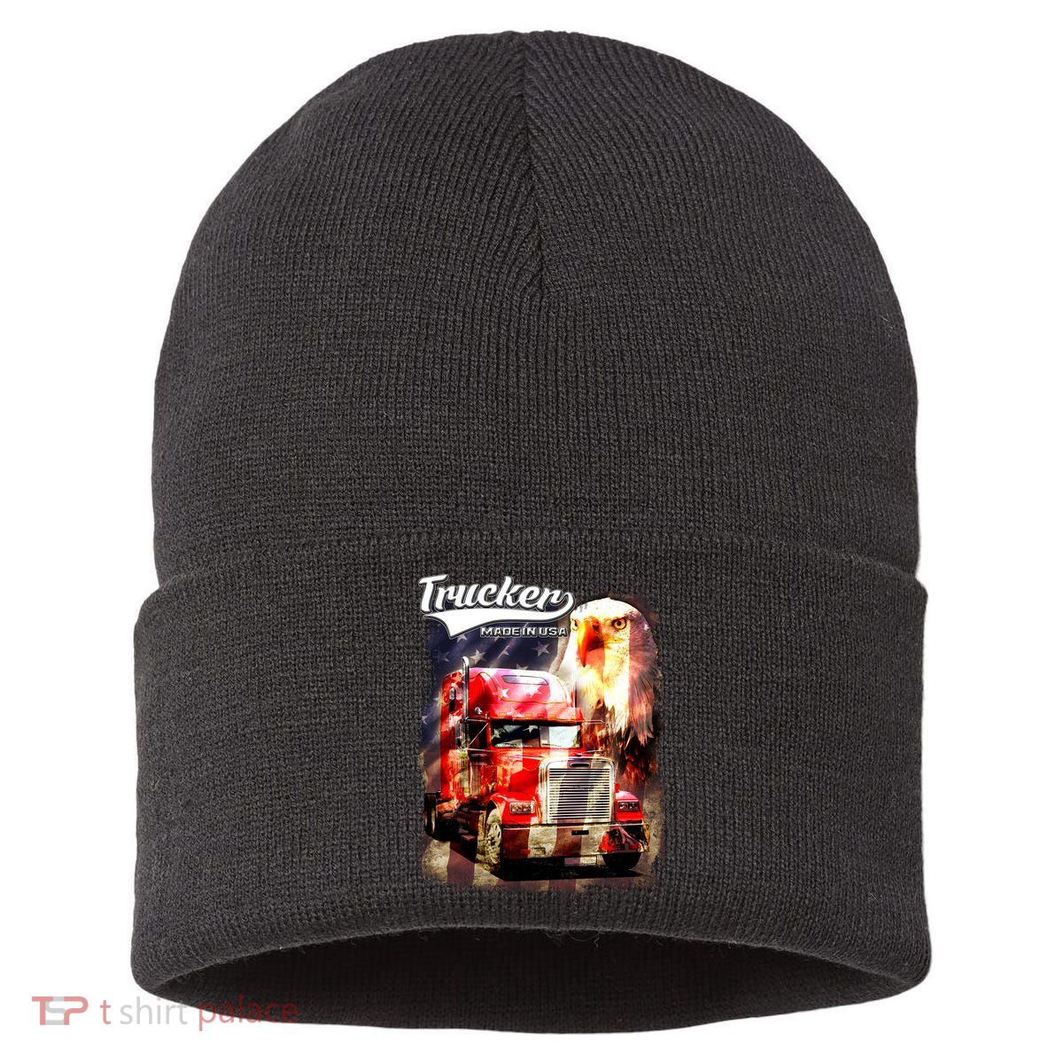 Support Trucker Made In USA Eagle Flag Sustainable Knit Beanie