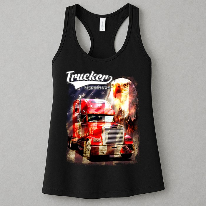 Support Trucker Made In USA Eagle Flag Womens Tank Top