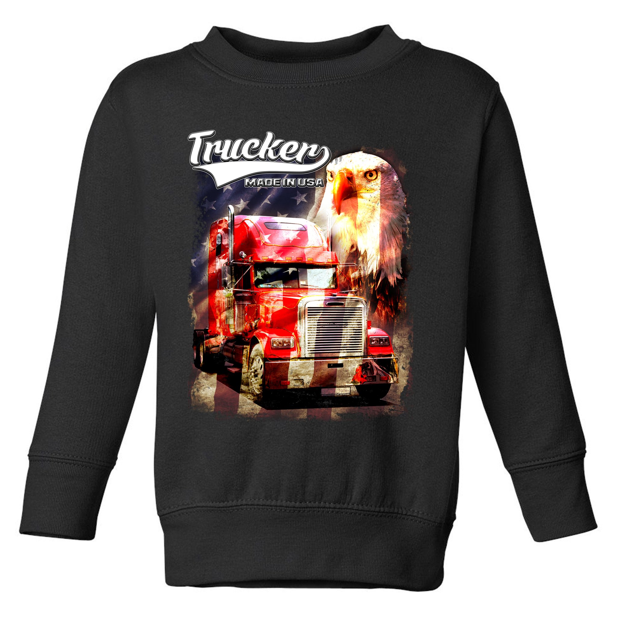 Support Trucker Made In USA Eagle Flag Toddler Sweatshirt