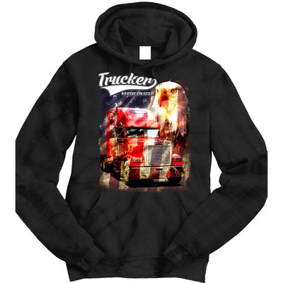 Support Trucker Made In USA Eagle Flag Tie Dye Hoodie