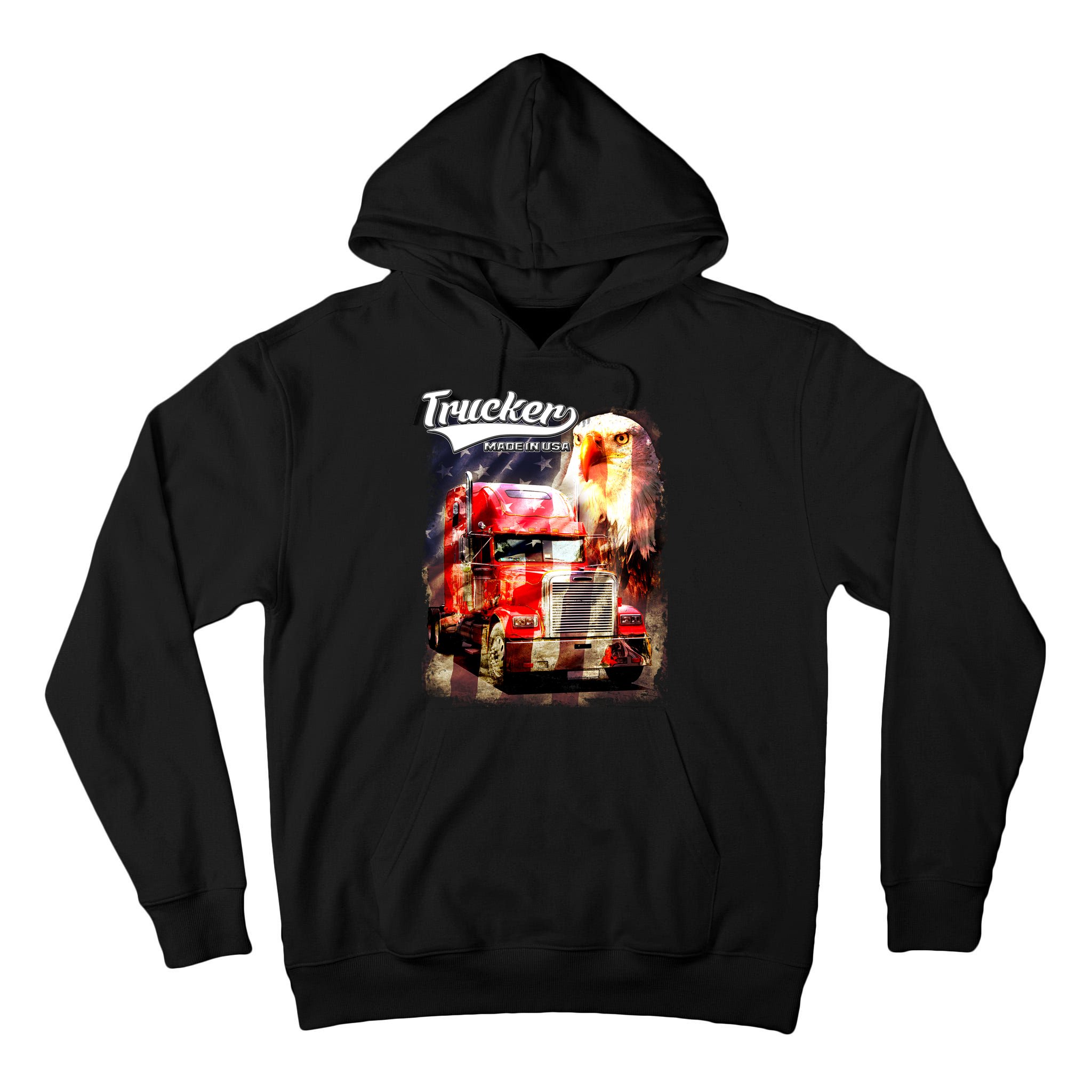 Support Trucker Made In USA Eagle Flag Tall Hoodie
