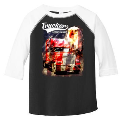 Support Trucker Made In USA Eagle Flag Toddler Fine Jersey T-Shirt