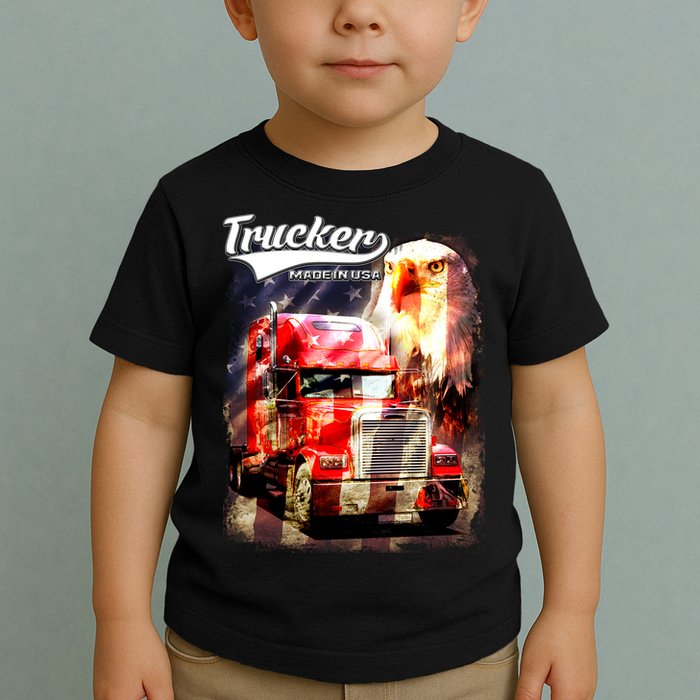 Support Trucker Made In USA Eagle Flag Toddler T-Shirt