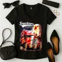Support Trucker Made In USA Eagle Flag Women's V-Neck T-Shirt