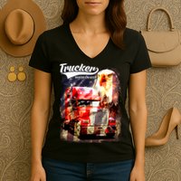 Support Trucker Made In USA Eagle Flag Women's V-Neck T-Shirt