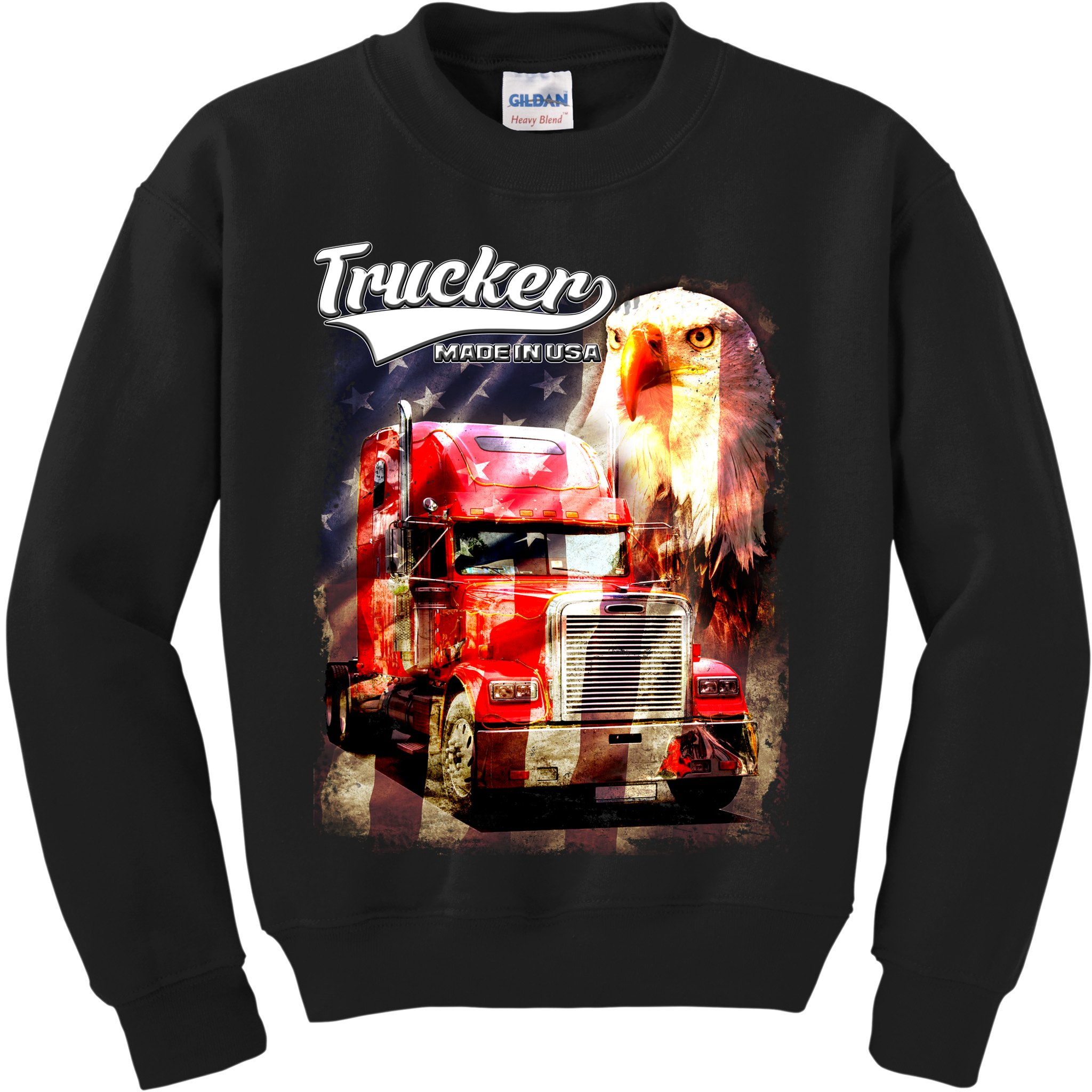 Support Trucker Made In USA Eagle Flag Kids Sweatshirt