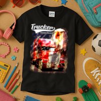 Support Trucker Made In USA Eagle Flag Kids T-Shirt