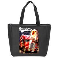 Support Trucker Made In USA Eagle Flag Zip Tote Bag