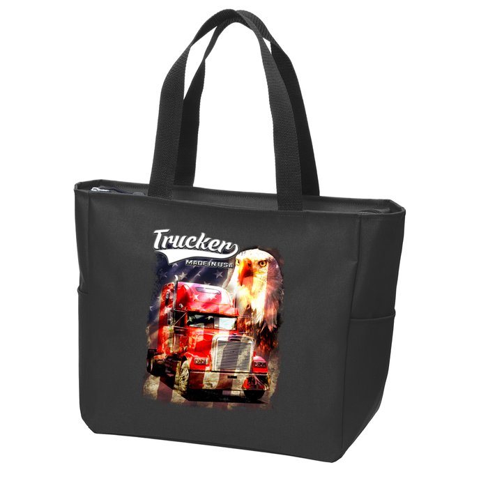 Support Trucker Made In USA Eagle Flag Zip Tote Bag