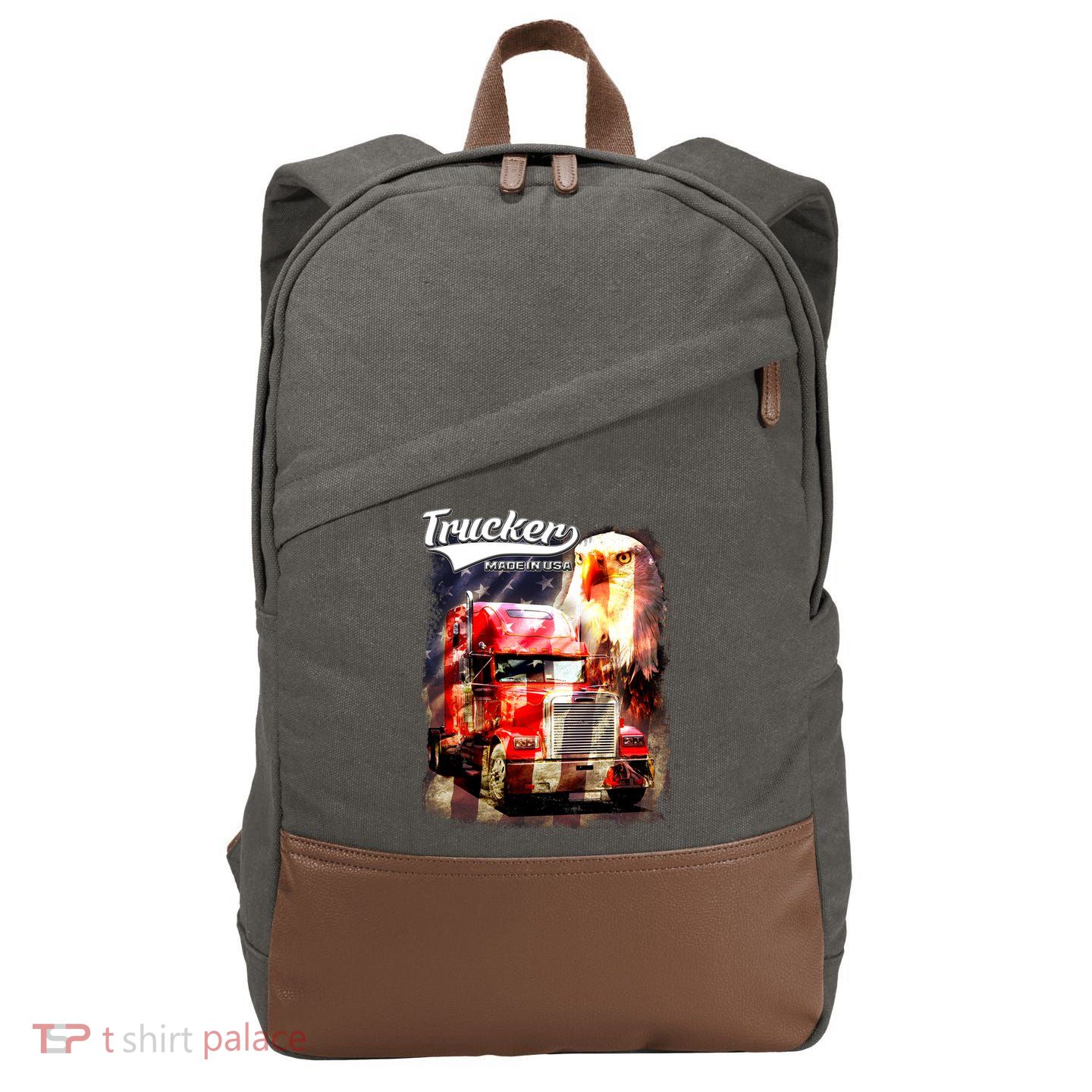 Support Trucker Made In USA Eagle Flag Cotton Canvas Backpack