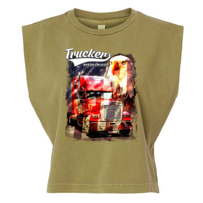 Support Trucker Made In USA Eagle Flag Garment-Dyed Women's Muscle Tee
