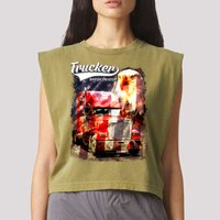 Support Trucker Made In USA Eagle Flag Garment-Dyed Women's Muscle Tee