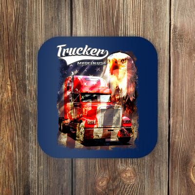 Support Trucker Made In USA Eagle Flag Coaster