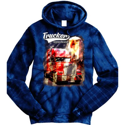 Support Trucker Made In USA Eagle Flag Tie Dye Hoodie