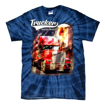 Support Trucker Made In USA Eagle Flag Tie-Dye T-Shirt