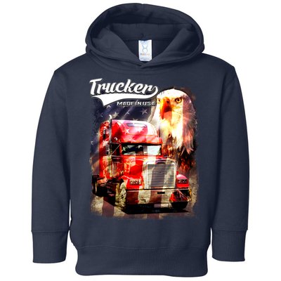 Support Trucker Made In USA Eagle Flag Toddler Hoodie