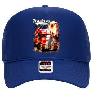 Support Trucker Made In USA Eagle Flag High Crown Mesh Back Trucker Hat