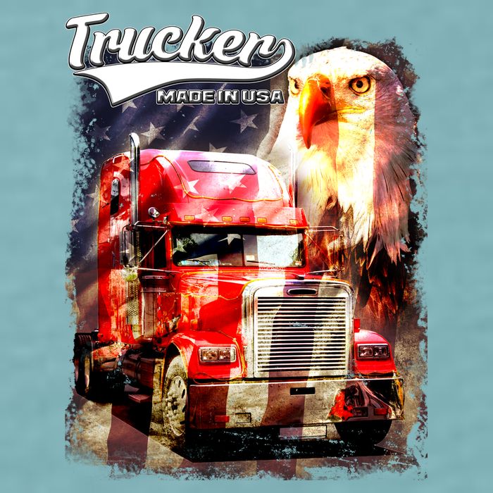 Support Trucker Made In USA Eagle Flag Sueded Cloud Jersey T-Shirt