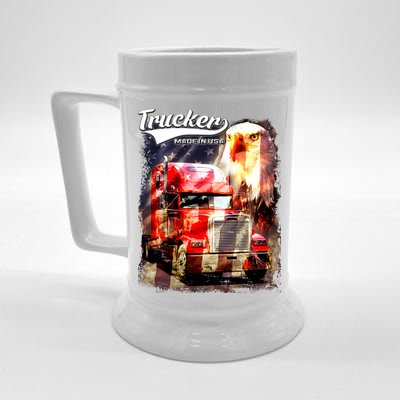 Support Trucker Made In USA Eagle Flag Beer Stein