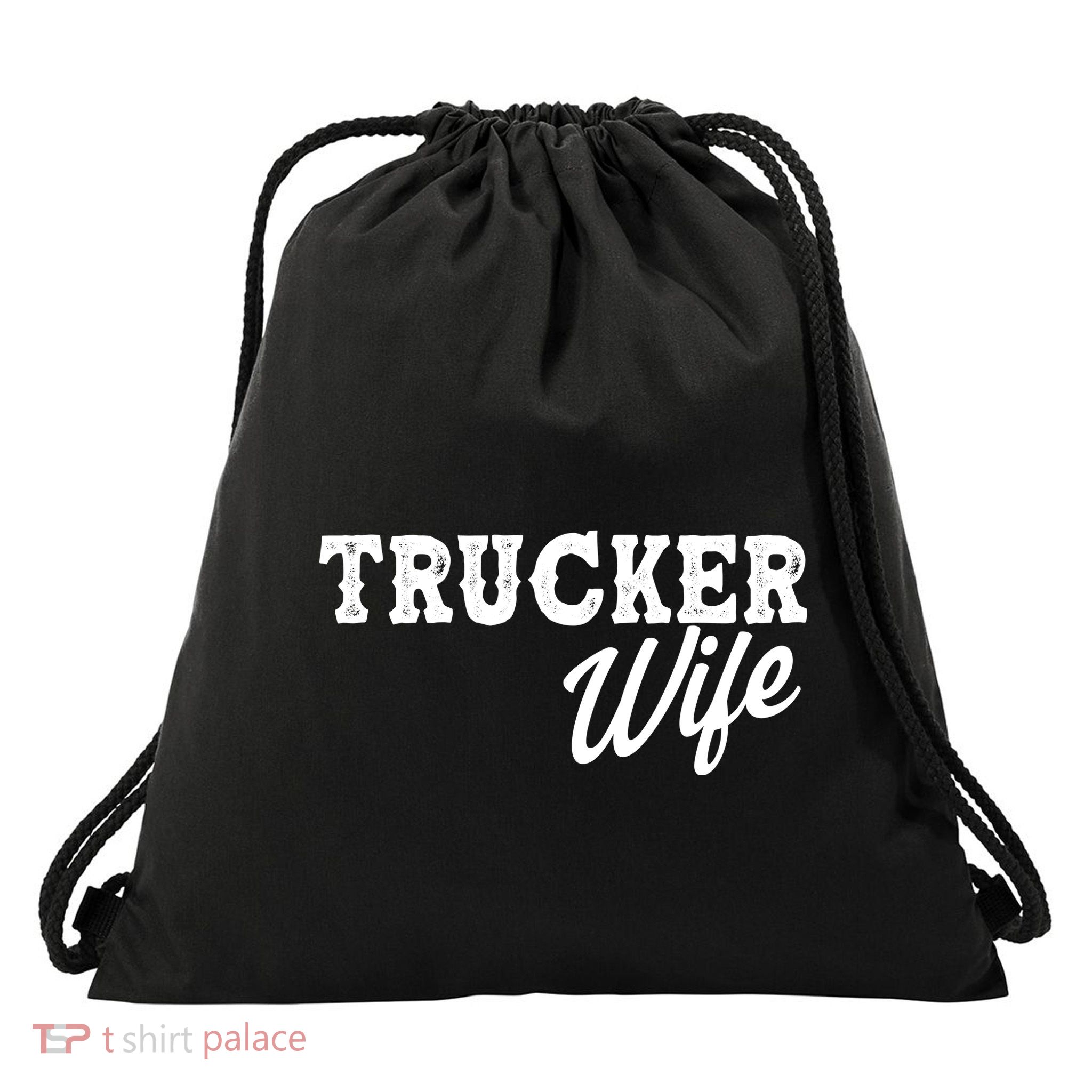 Support Trucker WIfe Drawstring Bag