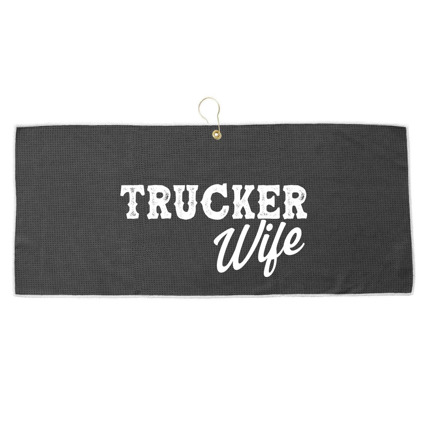 Support Trucker WIfe Large Microfiber Waffle Golf Towel