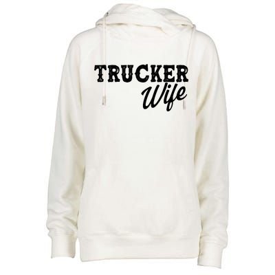 Support Trucker WIfe Womens Funnel Neck Pullover Hood