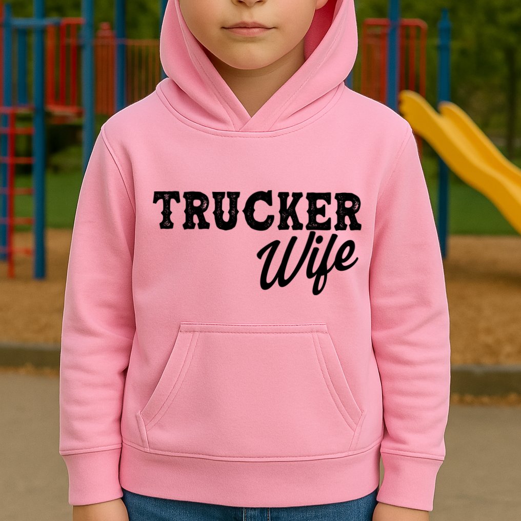 Support Trucker WIfe Kids Hoodie