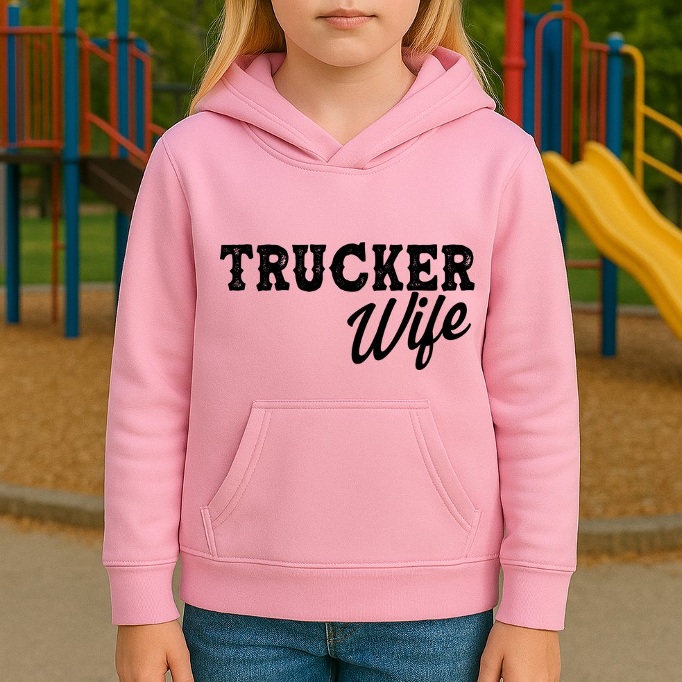 Support Trucker WIfe Kids Hoodie