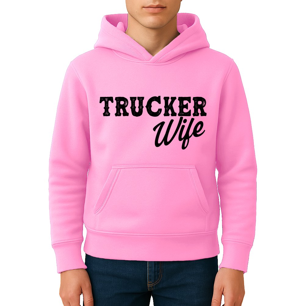 Support Trucker WIfe Kids Hoodie