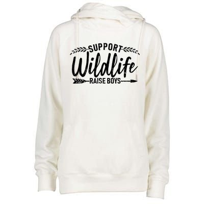 Support Wildlife Raise Boy Parents Womens Funnel Neck Pullover Hood