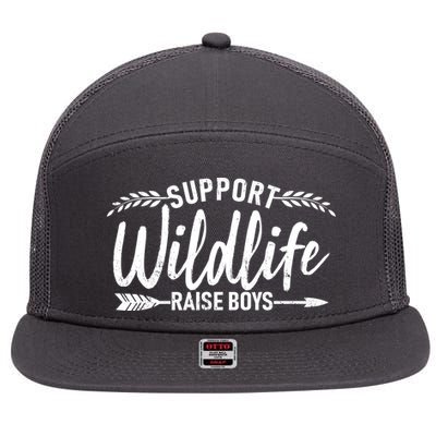 Support Wildlife Raise Boy Parents 7 Panel Mesh Trucker Snapback Hat