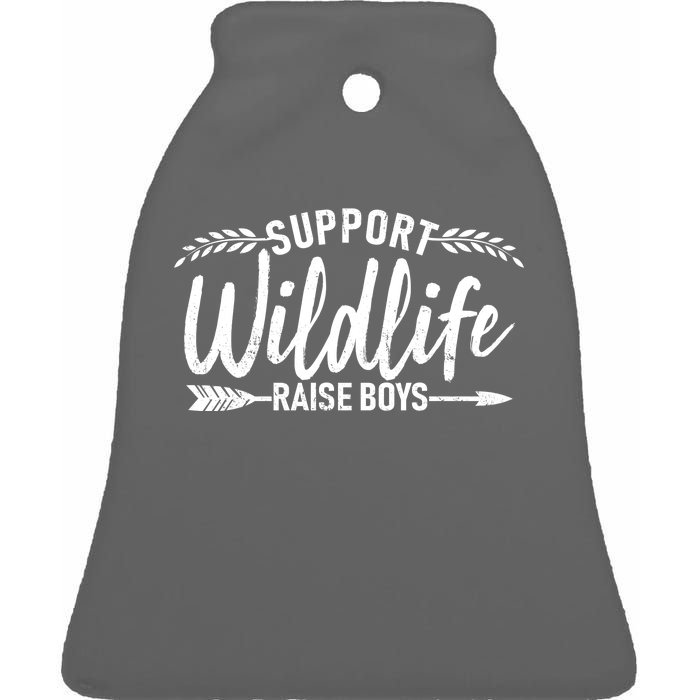 Support Wildlife Raise Boy Parents Ceramic Bell Ornament