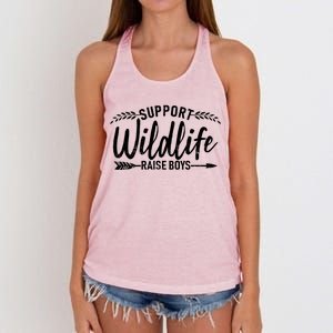 Support Wildlife Raise Boy Parents Women's Knotted Racerback Tank