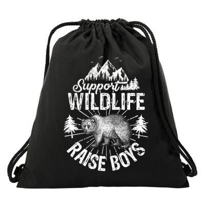 Support Wildlife Raise Boys Drawstring Bag