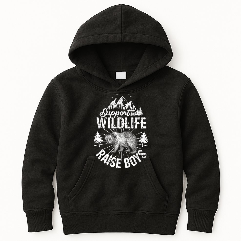 Support Wildlife Raise Boys Kids Hoodie