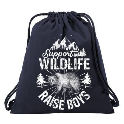 Support Wildlife Raise Boys Drawstring Bag