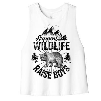 Support Wildlife Raise Boys Women's Racerback Cropped Tank