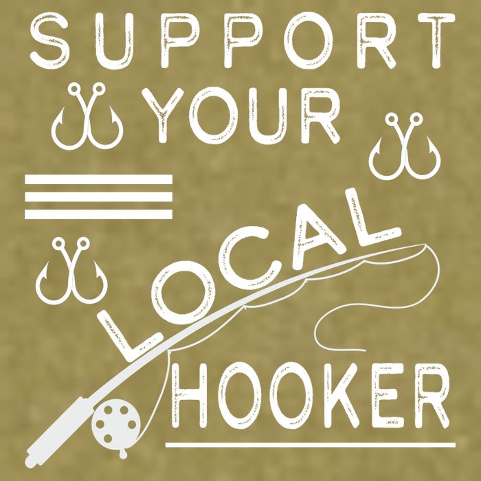 Support Your Local Hooker Funny Fishing Garment-Dyed Women's Muscle Tee
