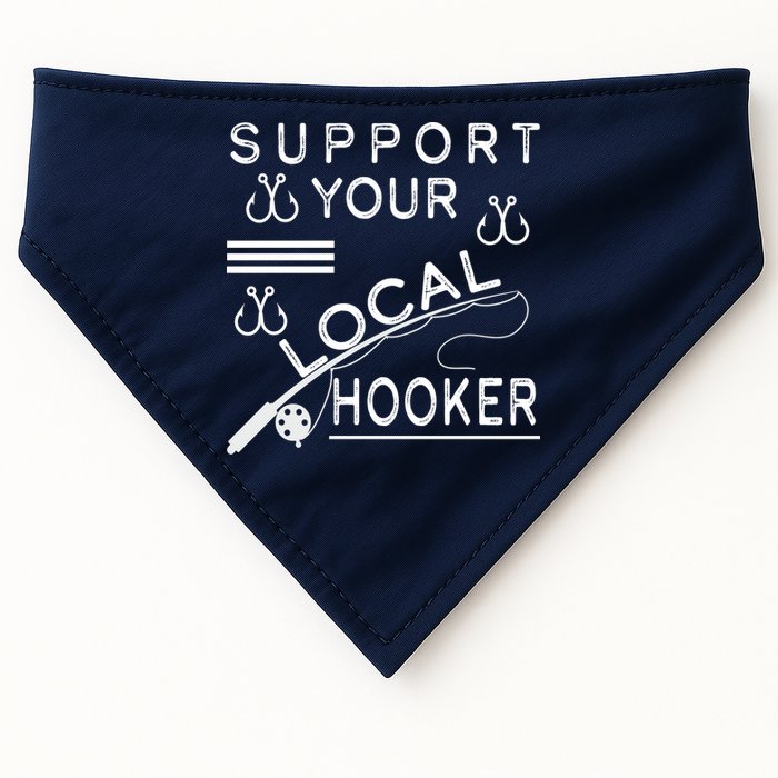 Support Your Local Hooker Funny Fishing USA-Made Doggie Bandana